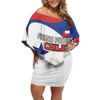 Custom Fiestas Patrias Chile Off Shoulder Short Dress Coat Of Arms - Wonder Print Shop