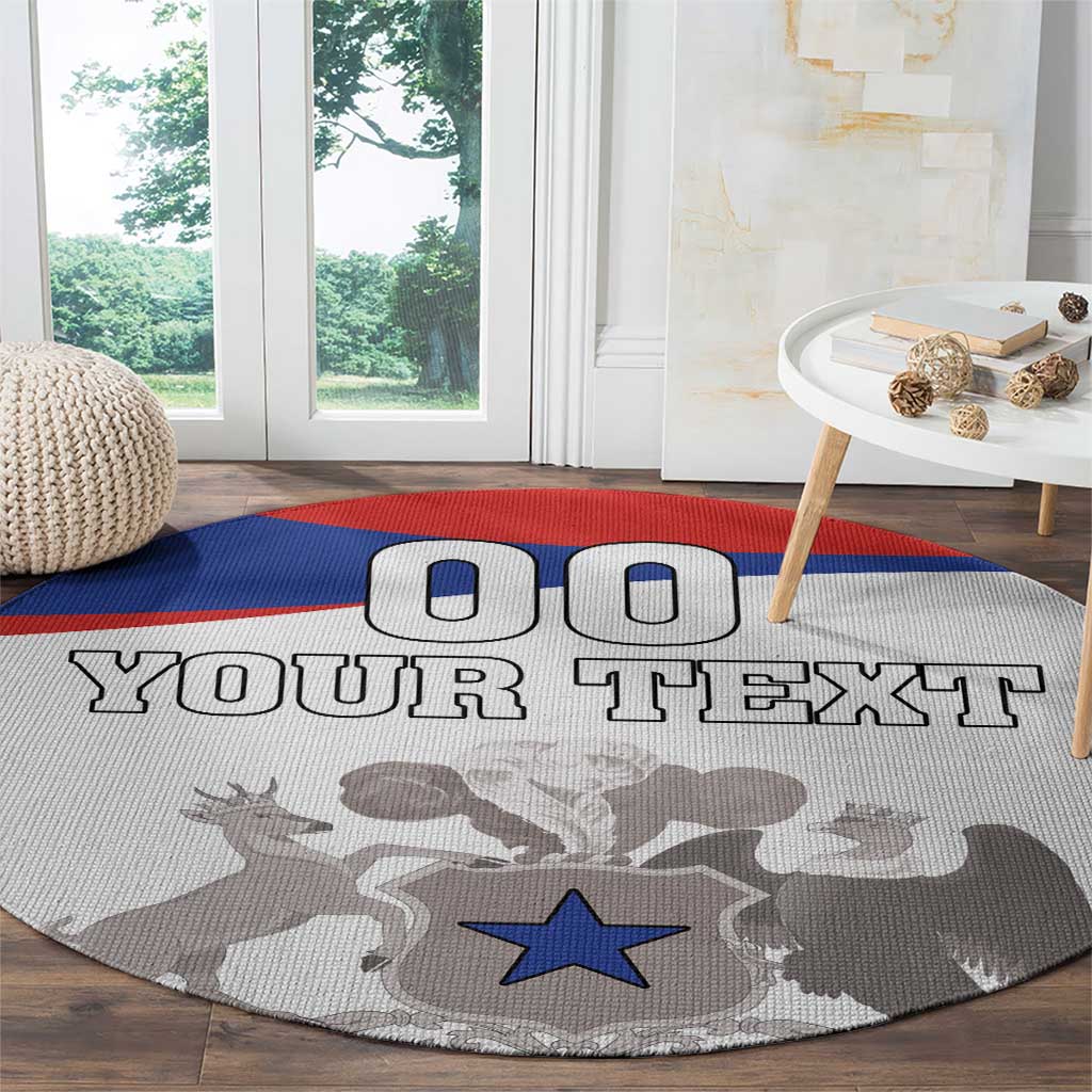 Custom Fiestas Patrias Chile Round Carpet Coat Of Arms