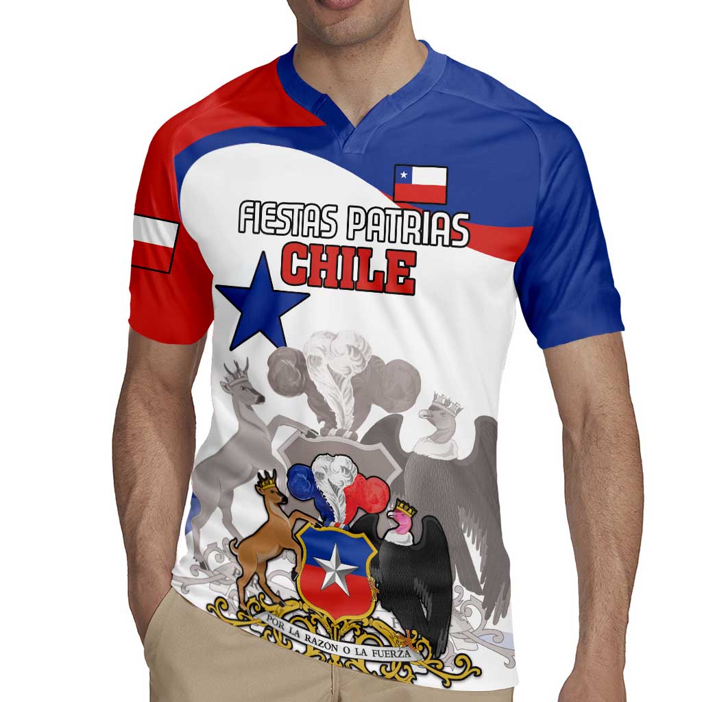 Custom Fiestas Patrias Chile Rugby Jersey Coat Of Arms - Wonder Print Shop