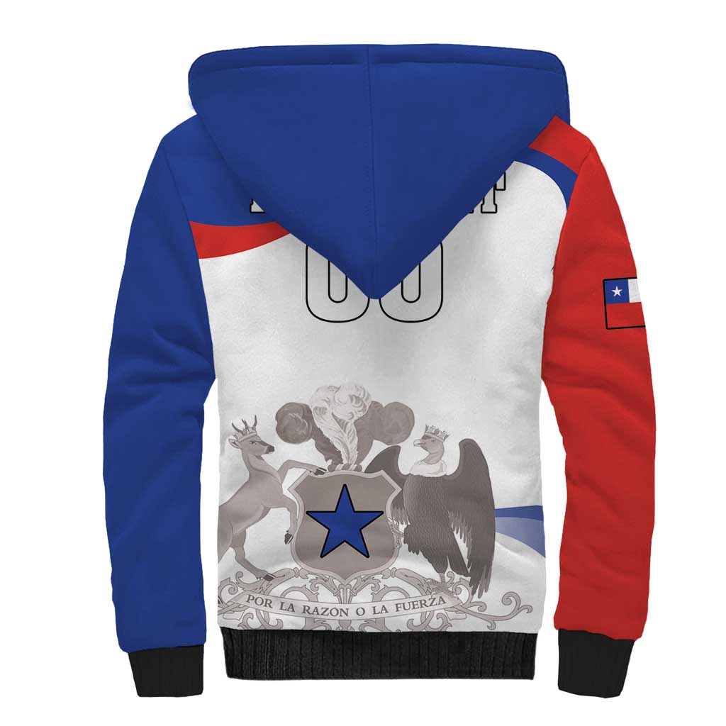 Custom Fiestas Patrias Chile Sherpa Hoodie Coat Of Arms - Wonder Print Shop