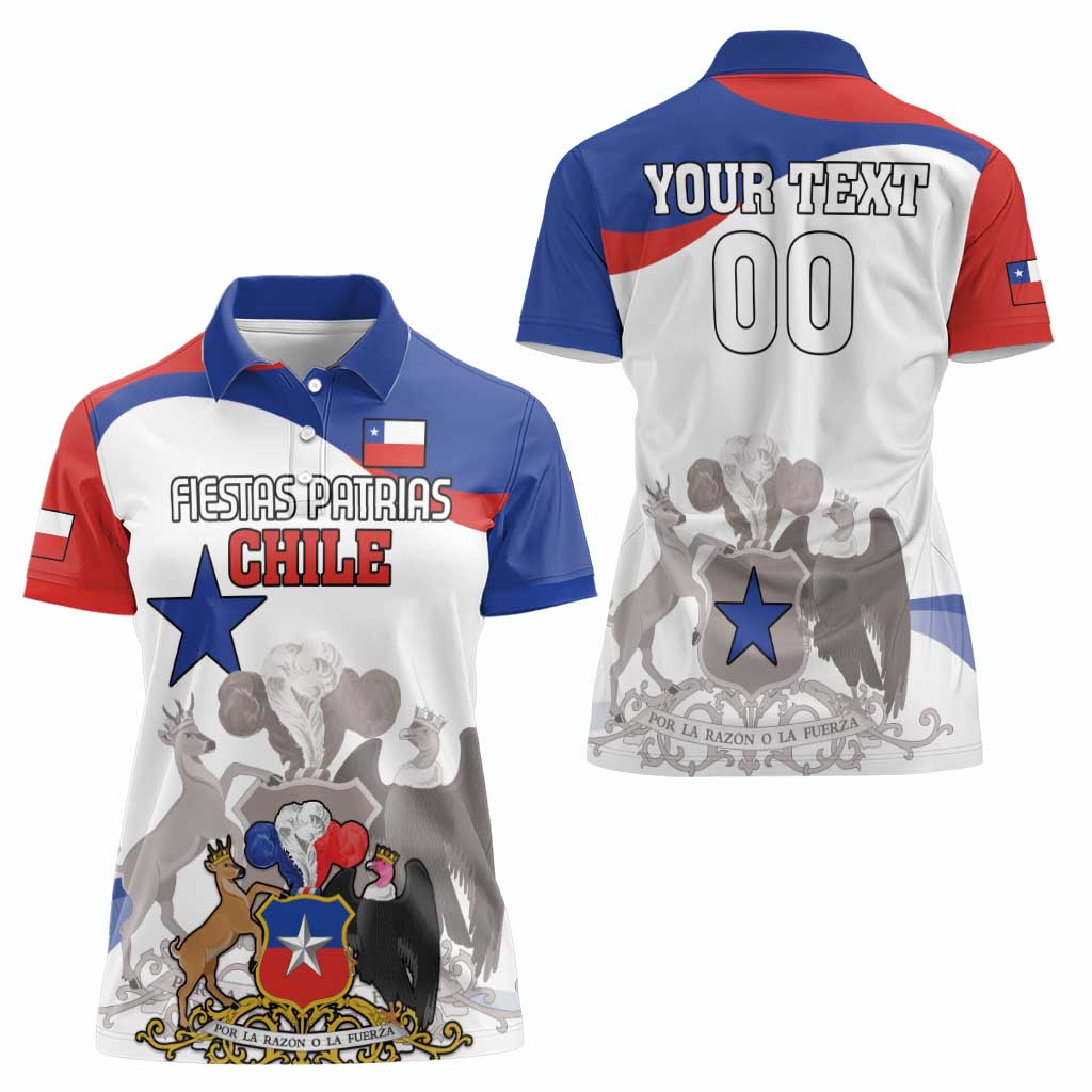 Custom Fiestas Patrias Chile Women Polo Shirt Coat Of Arms - Wonder Print Shop