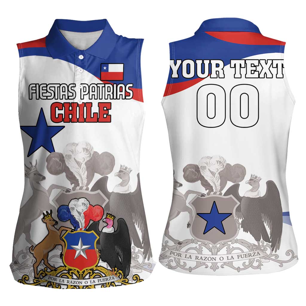 Custom Fiestas Patrias Chile Women Sleeveless Polo Shirt Coat Of Arms - Wonder Print Shop