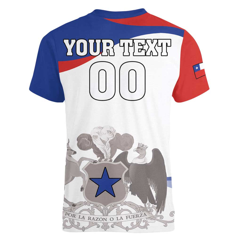 Custom Fiestas Patrias Chile Women V-Neck T-Shirt Coat Of Arms - Wonder Print Shop