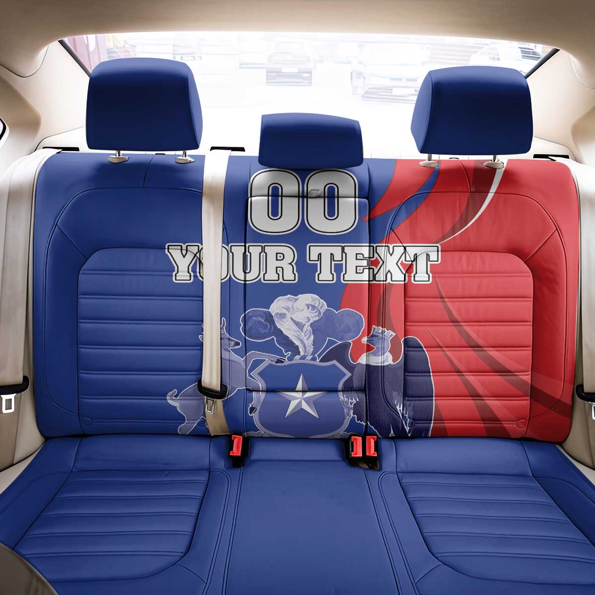 Custom Chile Independence Day Back Car Seat Cover Lapageria Flower With Coat Of Arms - Wonder Print Shop