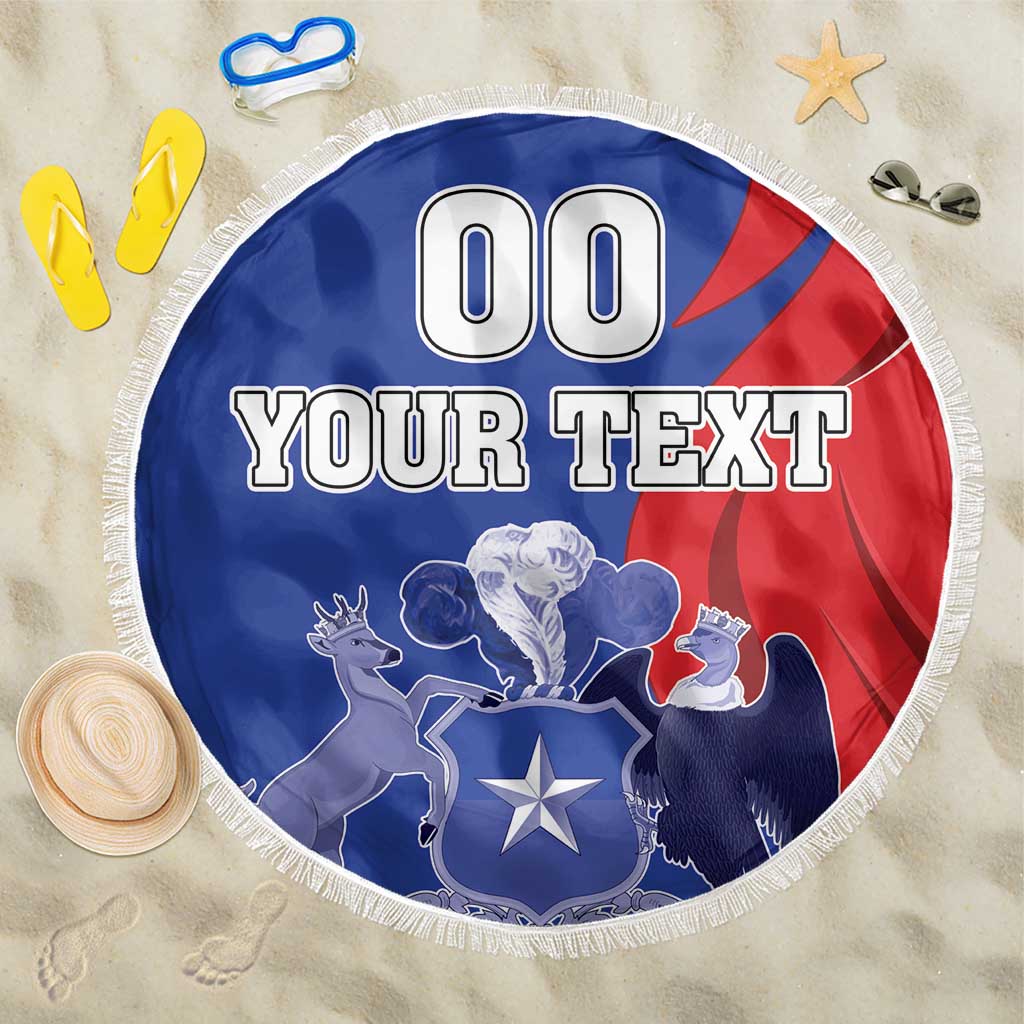 Custom Chile Independence Day Beach Blanket Lapageria Flower With Coat Of Arms - Wonder Print Shop