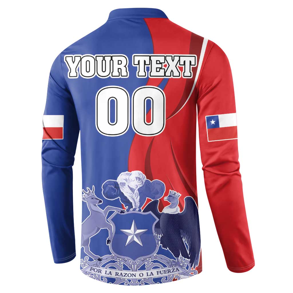 Custom Chile Independence Day Button Sweatshirt Lapageria Flower With Coat Of Arms - Wonder Print Shop