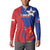 Custom Chile Independence Day Button Sweatshirt Lapageria Flower With Coat Of Arms - Wonder Print Shop