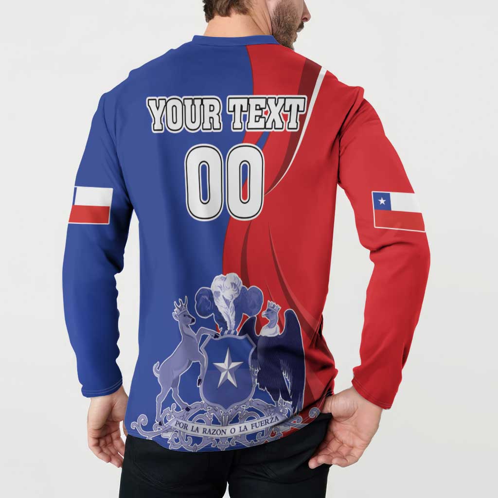 Custom Chile Independence Day Button Sweatshirt Lapageria Flower With Coat Of Arms - Wonder Print Shop