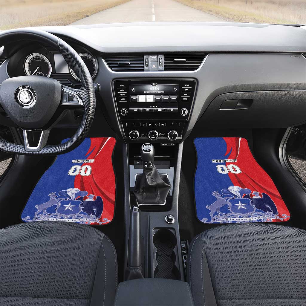 Custom Chile Independence Day Car Mats Lapageria Flower With Coat Of Arms - Wonder Print Shop
