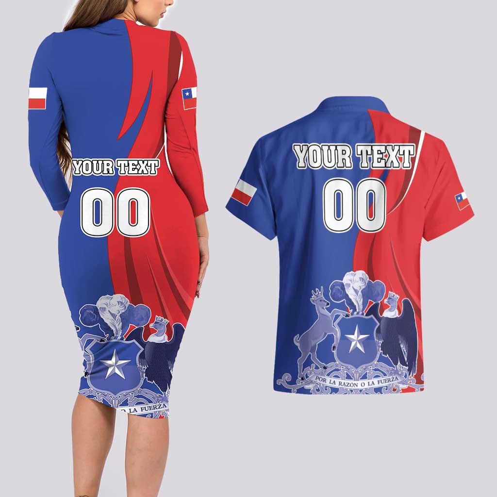 Custom Chile Independence Day Couples Matching Long Sleeve Bodycon Dress and Hawaiian Shirt Lapageria Flower With Coat Of Arms - Wonder Print Shop