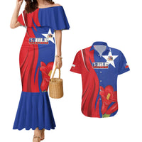 Custom Chile Independence Day Couples Matching Mermaid Dress and Hawaiian Shirt Lapageria Flower With Coat Of Arms - Wonder Print Shop