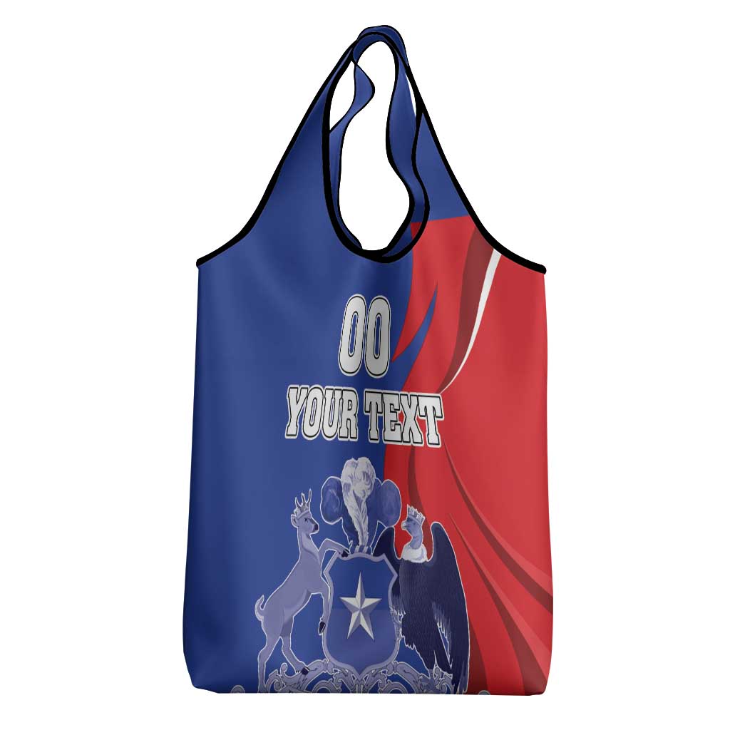 Custom Chile Independence Day Grocery Bag Lapageria Flower With Coat Of Arms