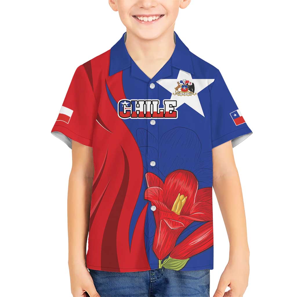 Custom Chile Independence Day Hawaiian Shirt Lapageria Flower With Coat Of Arms - Wonder Print Shop
