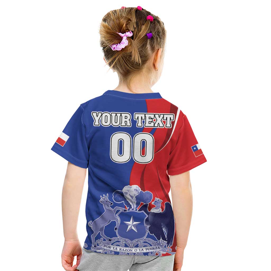 Custom Chile Independence Day Kid T Shirt Lapageria Flower With Coat Of Arms - Wonder Print Shop