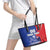 Custom Chile Independence Day Leather Tote Bag Lapageria Flower With Coat Of Arms - Wonder Print Shop