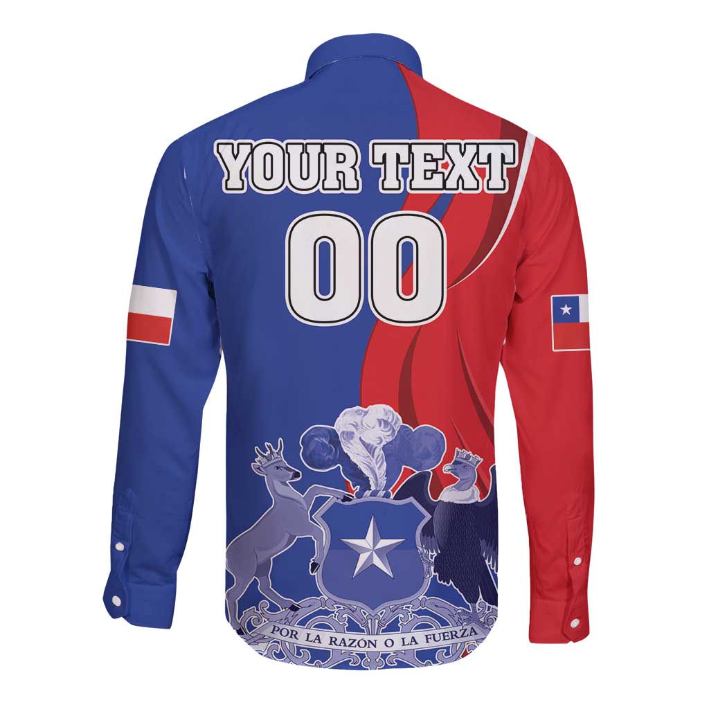 Custom Chile Independence Day Long Sleeve Button Shirt Lapageria Flower With Coat Of Arms - Wonder Print Shop