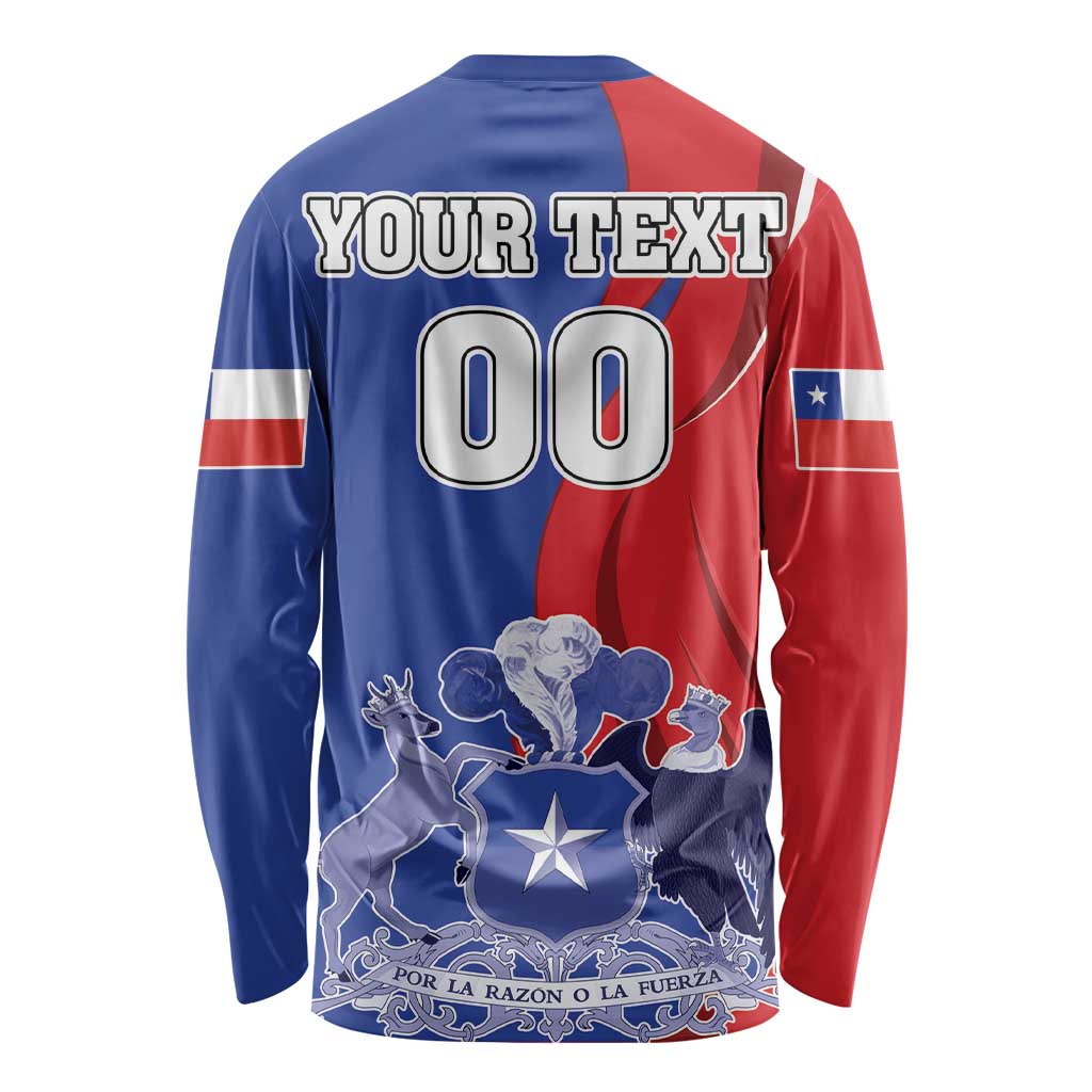 Custom Chile Independence Day Long Sleeve Shirt Lapageria Flower With Coat Of Arms - Wonder Print Shop
