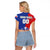 Custom Chile Independence Day Raglan Cropped T Shirt Lapageria Flower With Coat Of Arms - Wonder Print Shop
