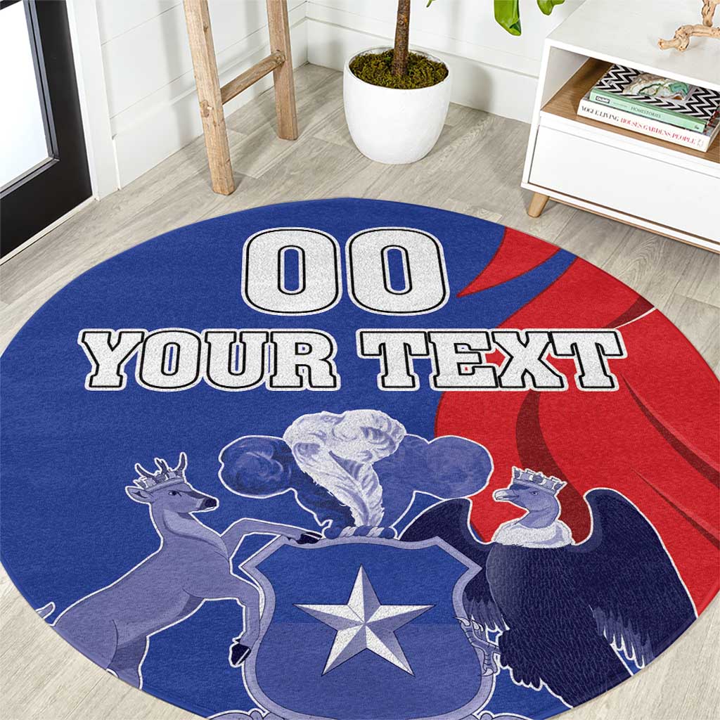 Custom Chile Independence Day Round Carpet Lapageria Flower With Coat Of Arms