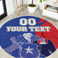 Custom Chile Independence Day Round Carpet Lapageria Flower With Coat Of Arms