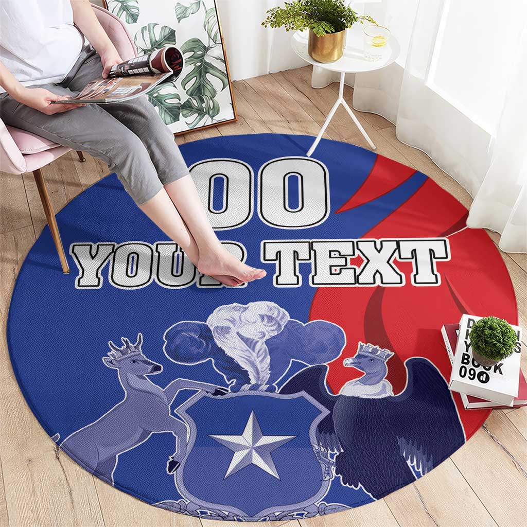 Custom Chile Independence Day Round Carpet Lapageria Flower With Coat Of Arms