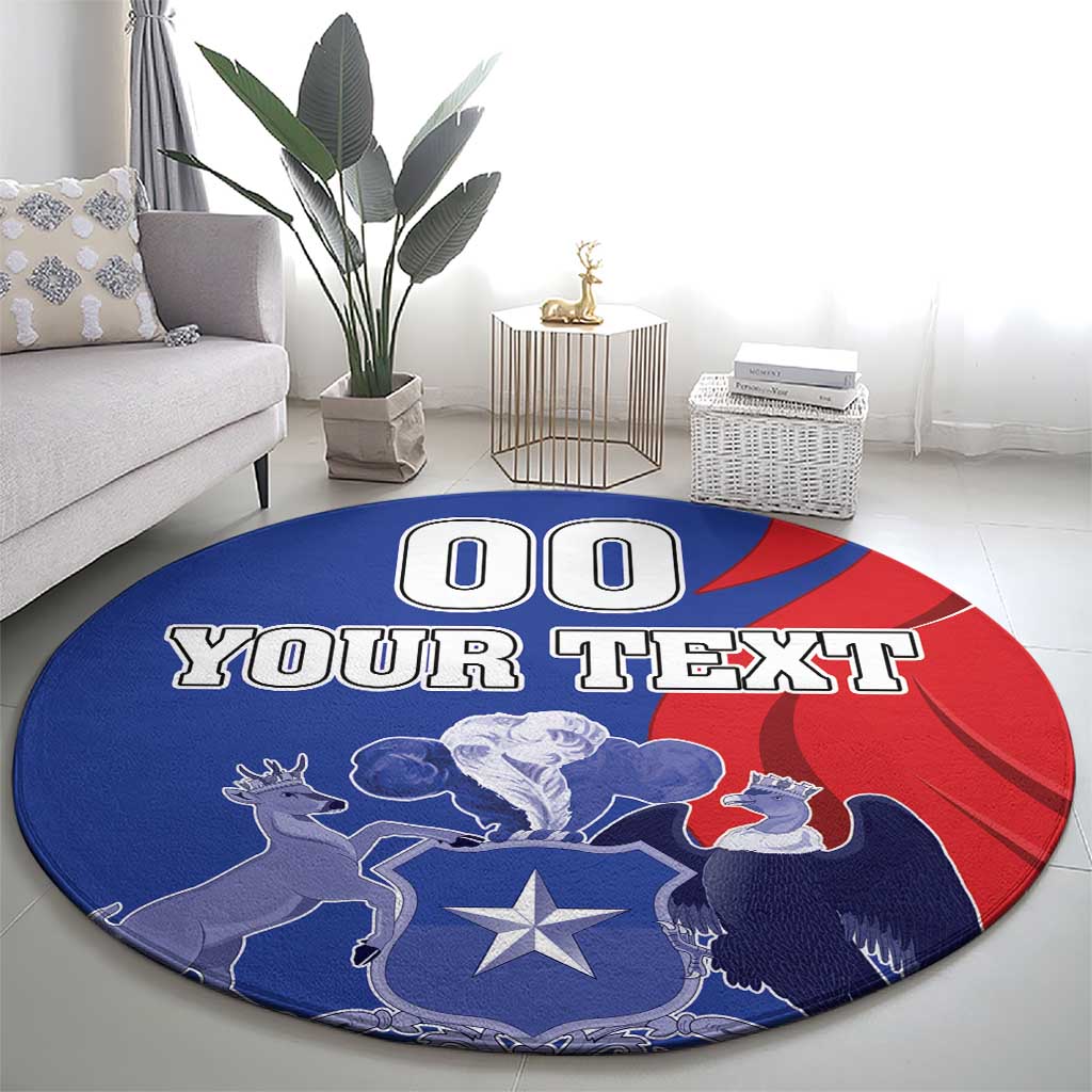 Custom Chile Independence Day Round Carpet Lapageria Flower With Coat Of Arms