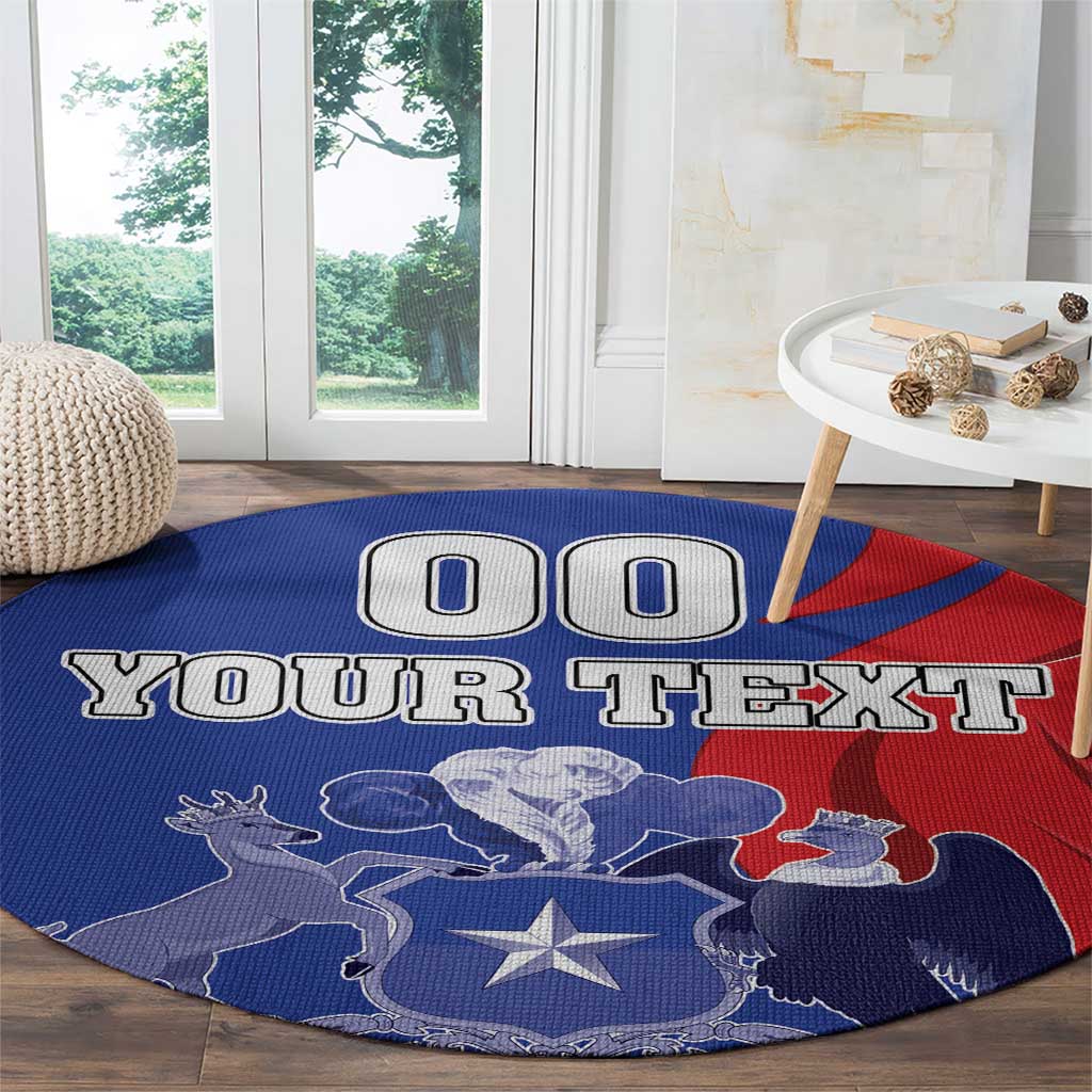 Custom Chile Independence Day Round Carpet Lapageria Flower With Coat Of Arms