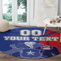 Custom Chile Independence Day Round Carpet Lapageria Flower With Coat Of Arms