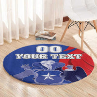 Custom Chile Independence Day Round Carpet Lapageria Flower With Coat Of Arms