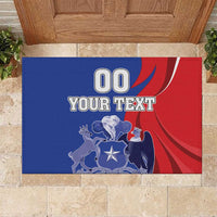 Custom Chile Independence Day Rubber Doormat Lapageria Flower With Coat Of Arms - Wonder Print Shop