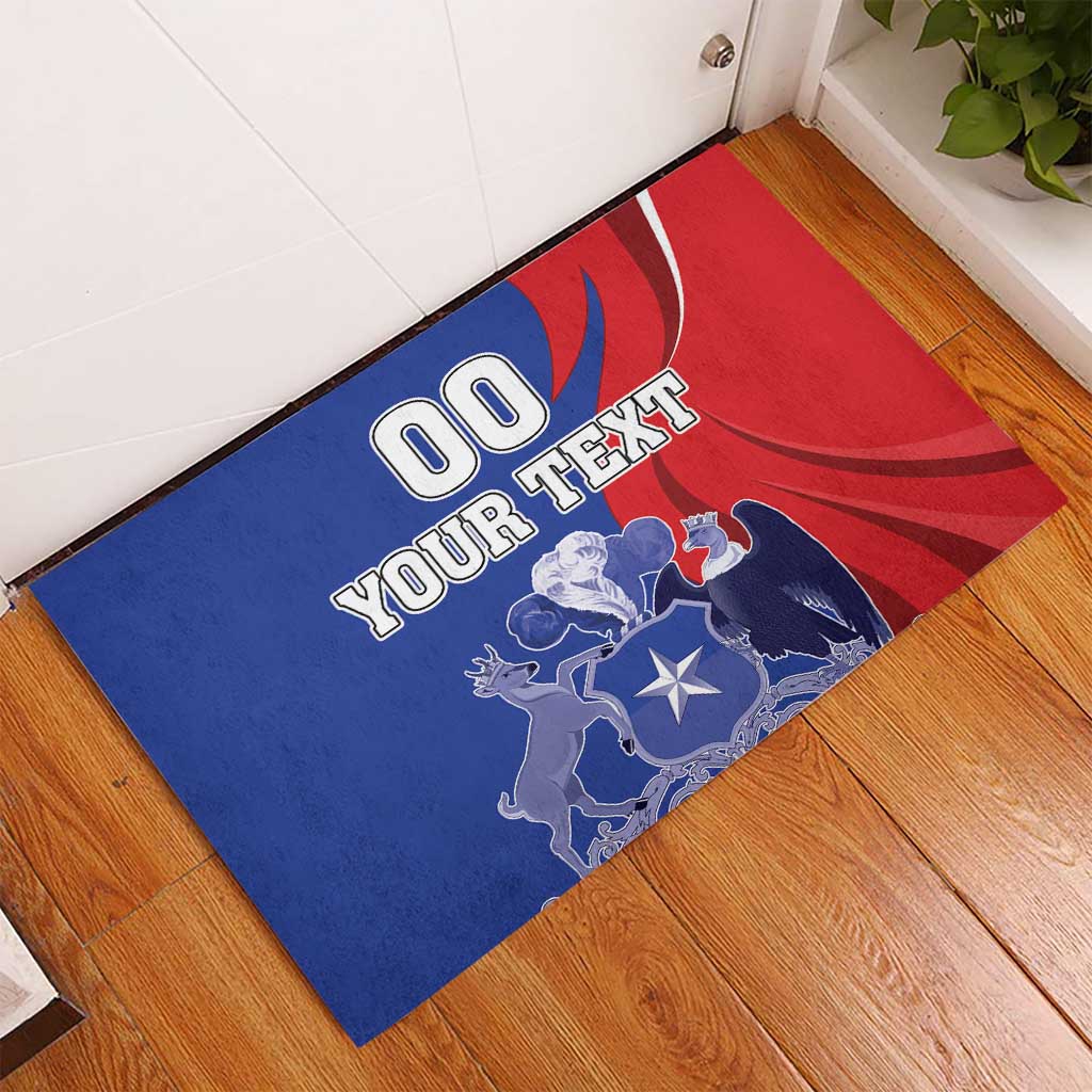 Custom Chile Independence Day Rubber Doormat Lapageria Flower With Coat Of Arms - Wonder Print Shop