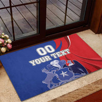 Custom Chile Independence Day Rubber Doormat Lapageria Flower With Coat Of Arms - Wonder Print Shop