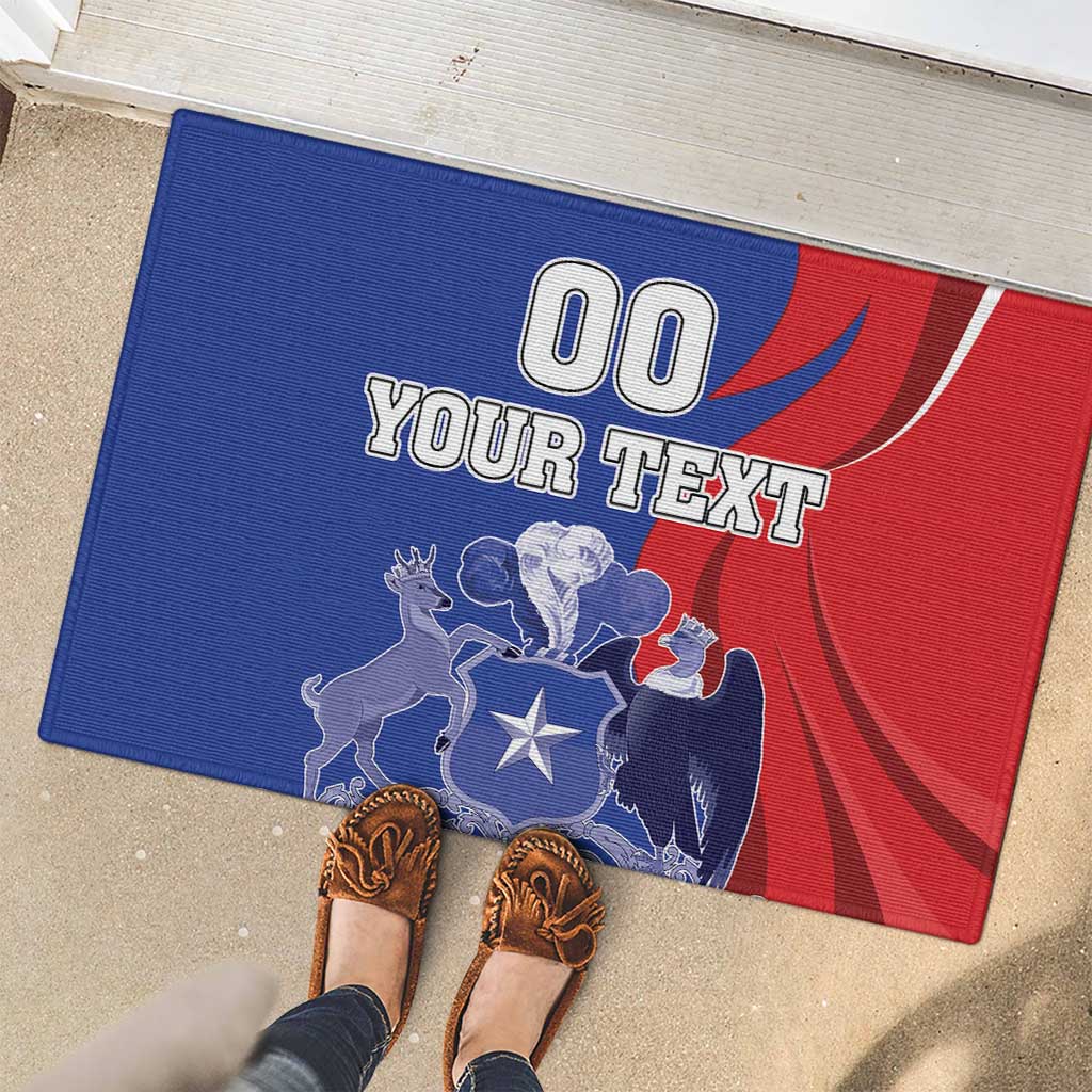 Custom Chile Independence Day Rubber Doormat Lapageria Flower With Coat Of Arms - Wonder Print Shop