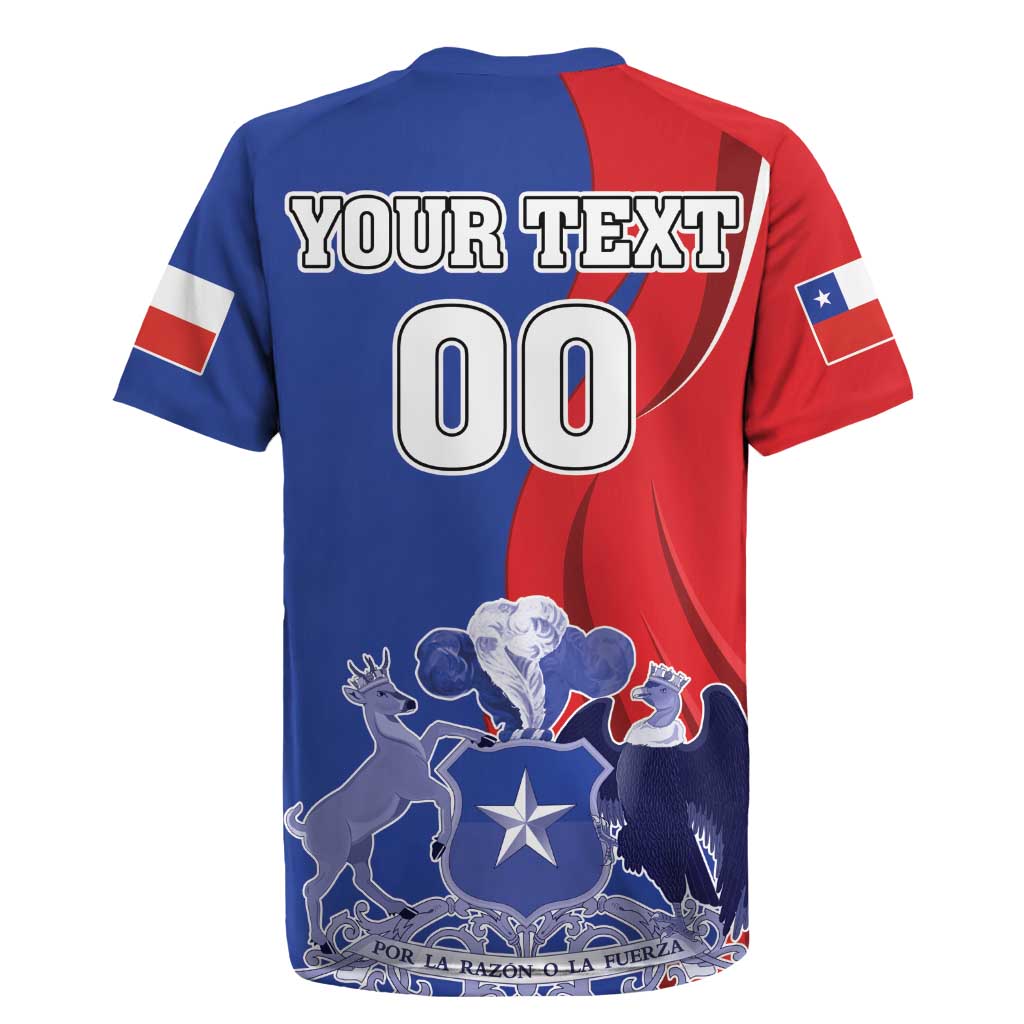 Custom Chile Independence Day Rugby Jersey Lapageria Flower With Coat Of Arms - Wonder Print Shop