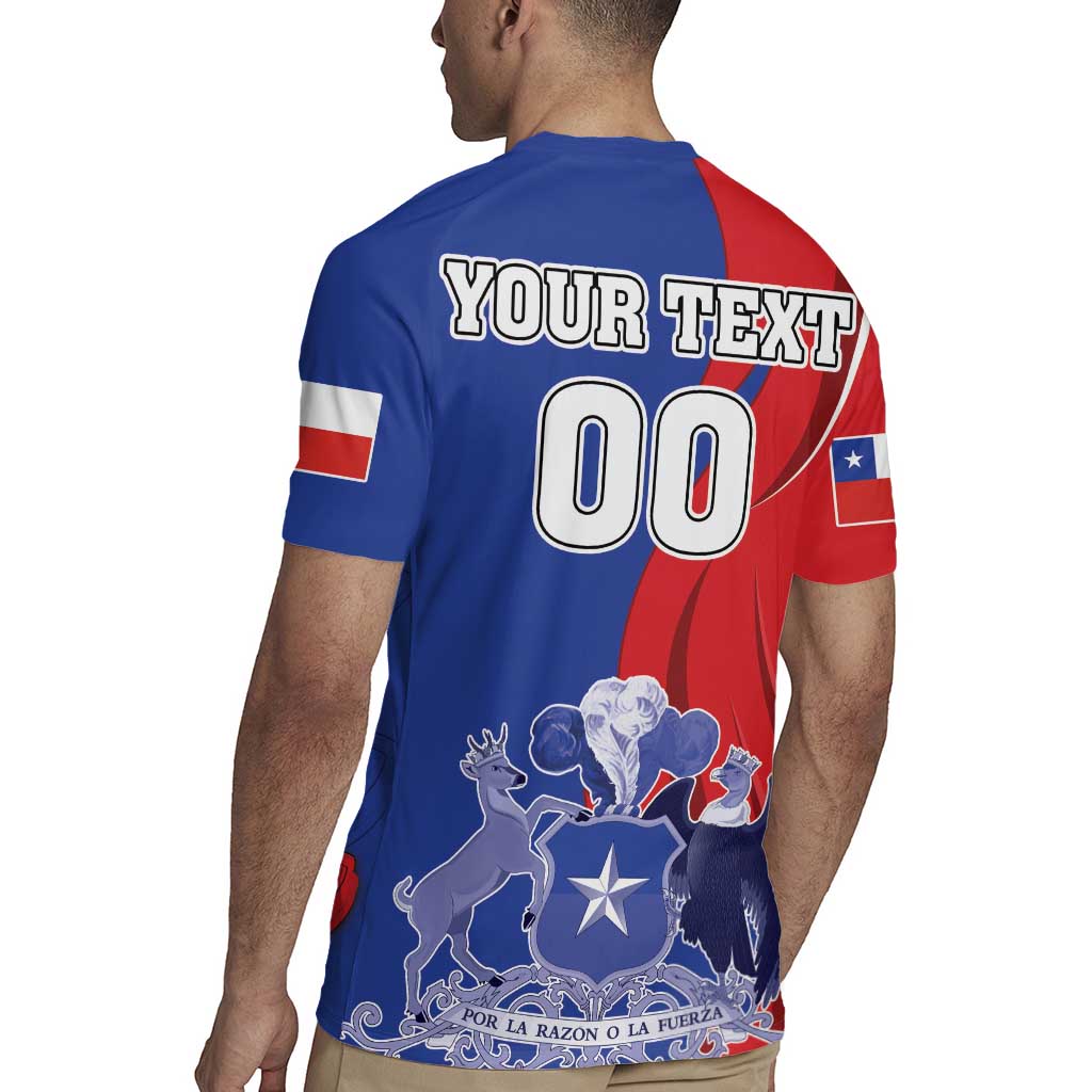 Custom Chile Independence Day Rugby Jersey Lapageria Flower With Coat Of Arms - Wonder Print Shop