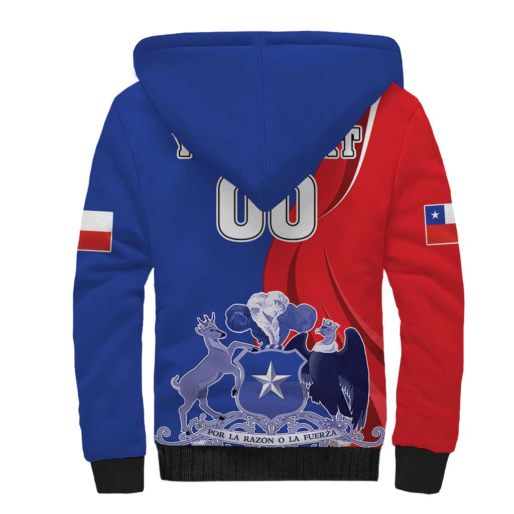 Custom Chile Independence Day Sherpa Hoodie Lapageria Flower With Coat Of Arms - Wonder Print Shop