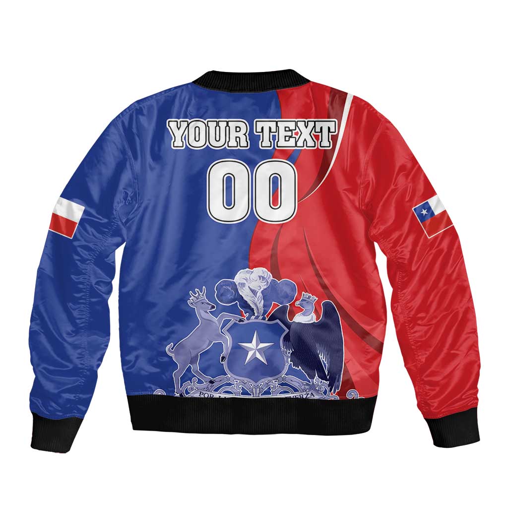 Custom Chile Independence Day Sleeve Zip Bomber Jacket Lapageria Flower With Coat Of Arms - Wonder Print Shop