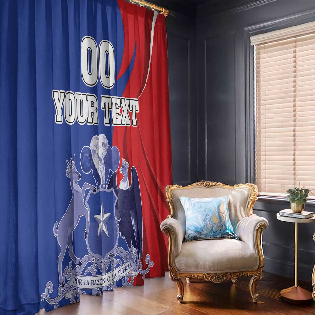 Custom Chile Independence Day Window Curtain Lapageria Flower With Coat Of Arms - Wonder Print Shop