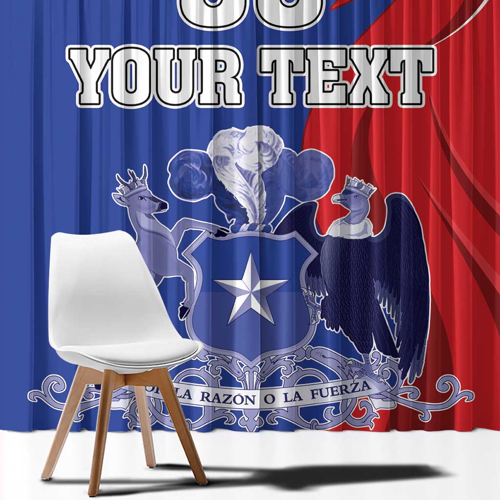 Custom Chile Independence Day Window Curtain Lapageria Flower With Coat Of Arms - Wonder Print Shop