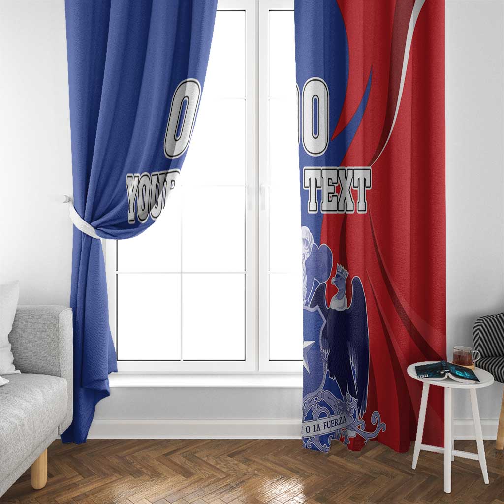 Custom Chile Independence Day Window Curtain Lapageria Flower With Coat Of Arms - Wonder Print Shop