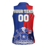 Custom Chile Independence Day Women Sleeveless Polo Shirt Lapageria Flower With Coat Of Arms - Wonder Print Shop