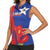 Custom Chile Independence Day Women Sleeveless Polo Shirt Lapageria Flower With Coat Of Arms - Wonder Print Shop