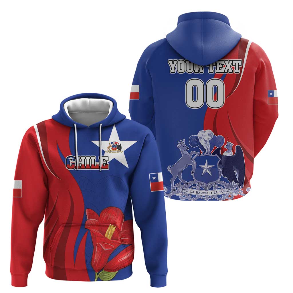 Custom Chile Independence Day Zip Hoodie Lapageria Flower With Coat Of Arms - Wonder Print Shop