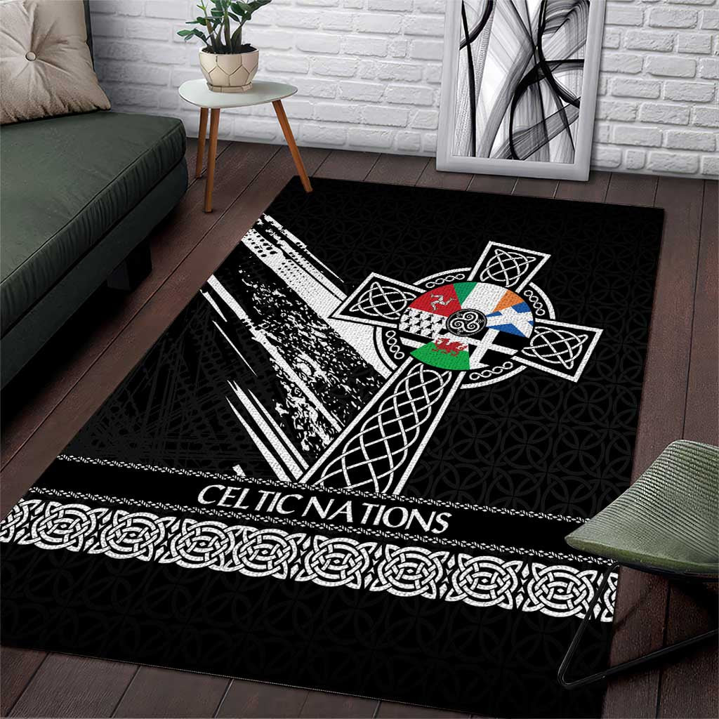 Cross Celtic Nations Area Rug Six Celtic Countries Grunge Style - Wonder Print Shop