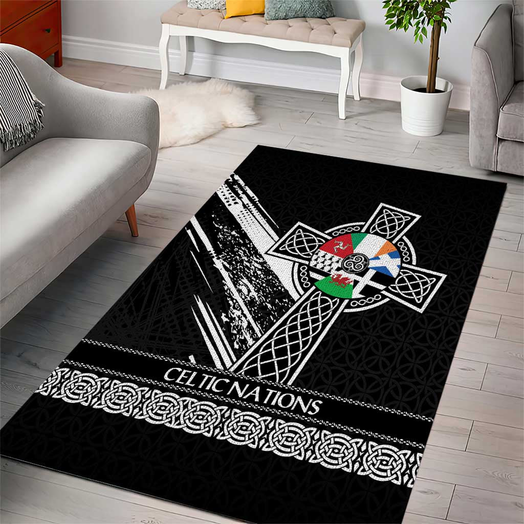 Cross Celtic Nations Area Rug Six Celtic Countries Grunge Style - Wonder Print Shop