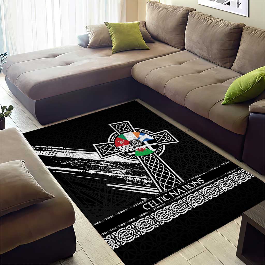 Cross Celtic Nations Area Rug Six Celtic Countries Grunge Style - Wonder Print Shop