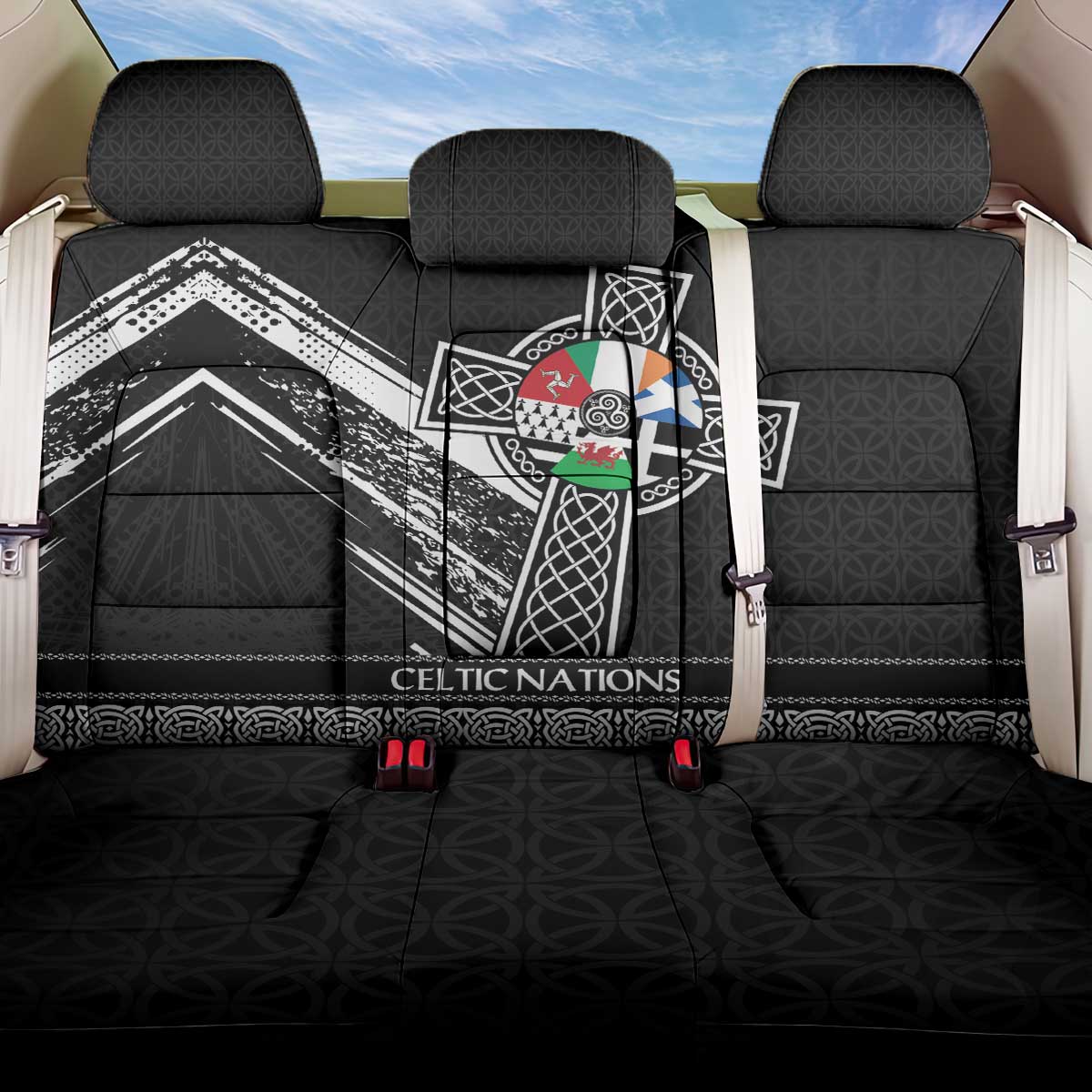 Cross Celtic Nations Back Car Seat Cover Six Celtic Countries Grunge Style - Wonder Print Shop