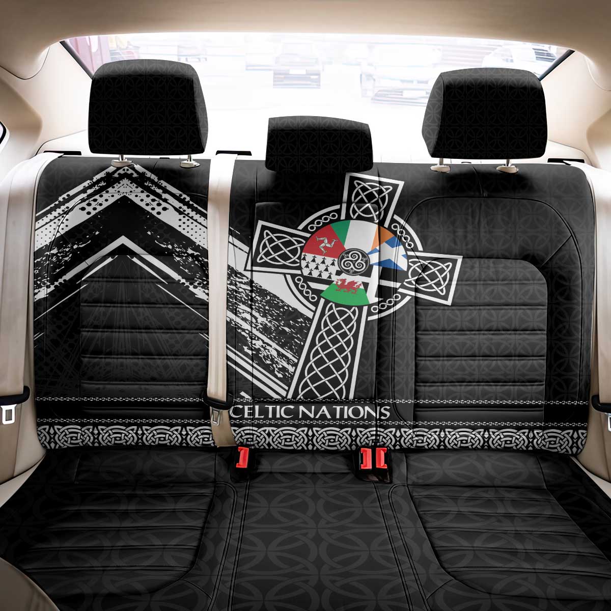 Cross Celtic Nations Back Car Seat Cover Six Celtic Countries Grunge Style - Wonder Print Shop