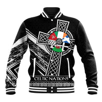 Cross Celtic Nations Baseball Jacket Six Celtic Countries Grunge Style - Wonder Print Shop