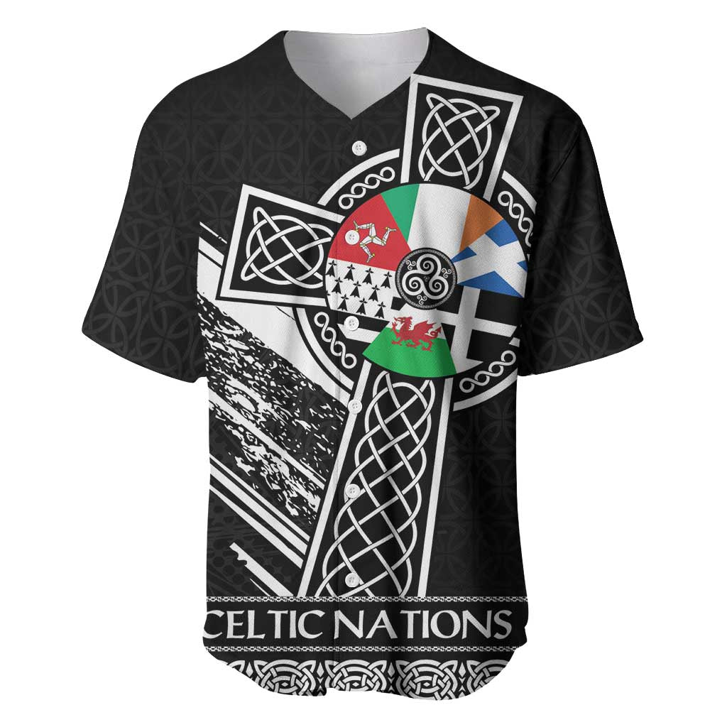 Cross Celtic Nations Baseball Jersey Six Celtic Countries Grunge Style - Wonder Print Shop